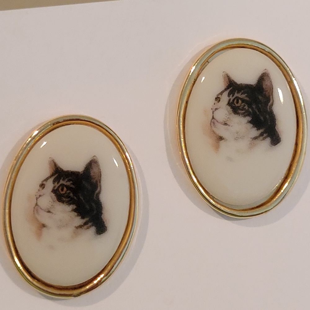 Cute Cat Earrings ~ Crafts ~ Assemblage ~ Repurpose ~ Pierced - No Backs - Picture 11 of 16